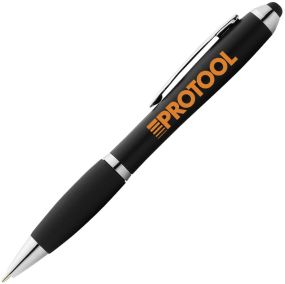 Nash Stylus bunter Kugelschreiber mit schwarzem Griff als Werbeartikel