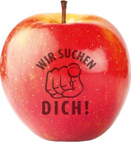 Apfel rot Wir suchen Dich - inkl. LogoFrucht Druck