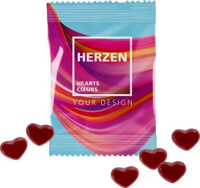 Fruchtgummi 10g Tüten - Herzen als Werbeartikel