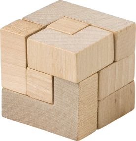 Würfelpuzzle aus Holz Amber als Werbeartikel