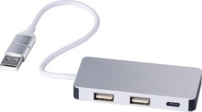 Recycelte Aluminium USB Hub Layton als Werbeartikel