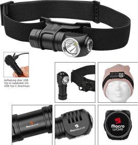 Aufladbare LED Stirn-/Taschenleuchte Compact Head Light 500 L als Werbeartikel