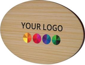 Badge Bamboo Oval 50 x 74 mm, Magnet, Print in full color als Werbeartikel