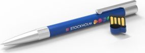 USB Pen Stockholm Blue (Blue ink), 32 GB Premium als Werbeartikel