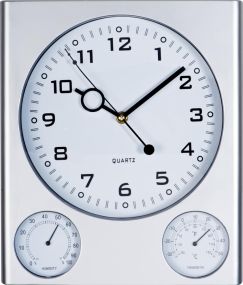 Wanduhr mit Hygrometer und Thermometer als Werbeartikel