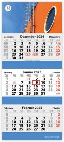 3-Monats Faltkalender Tres-Deluxe, inkl. Druck als Werbeartikel