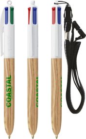 BIC® 4 Colours Wood Style with Lanyard inkl. 1c-Siebdruck