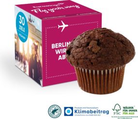 Muffin Maxi im Werbe-Würfel, Klimaneutral, FSC® als Werbeartikel