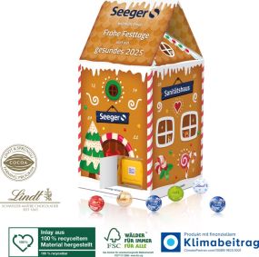 Adventskalender-Haus XL Lindt, Klimaneutral, FSC® als Werbeartikel