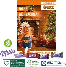 Wand-Adventskalender mit Milka Schokolade Mix, Klimaneutral, FSC® als Werbeartikel