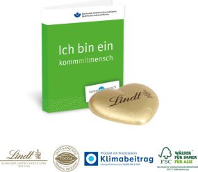 Werbe-Klappkarte mit süßer Füllung, Klimaneutral, FSC® als Werbeartikel