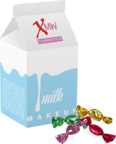 Milchverpackung mit Metallic Sweets als Werbeartikel