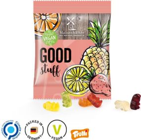 Minitüte Trolli Vegane Gummibären 12 g, 14% Fruchtsaft - Folie nach Wahl - inkl. Druck als Werbeartikel