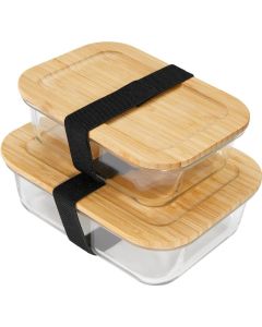 Hitzebeständige Glas-Lunchbox mit Bambusdeckel, 640 ml