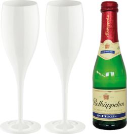 Superglas 100ml + Piccolo Halbtrocken Cheers No. 1 als Werbeartikel