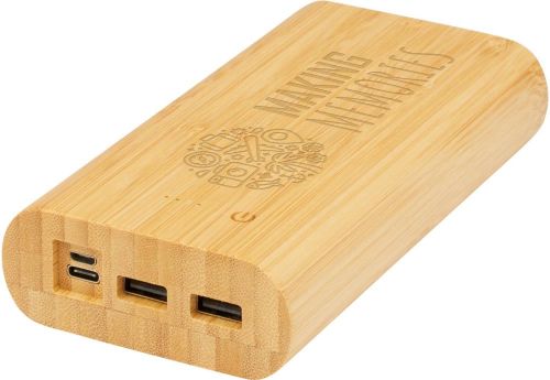 Tulda 20.000 mAh Powerbank aus Bambus als Werbeartikel