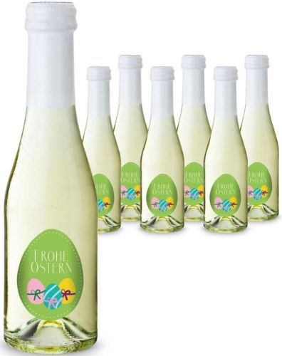 Oster-Piccolo - 6 x Secco Piccolo 0,2 l - Flasche klar, Kapsel weiß als Werbeartikel