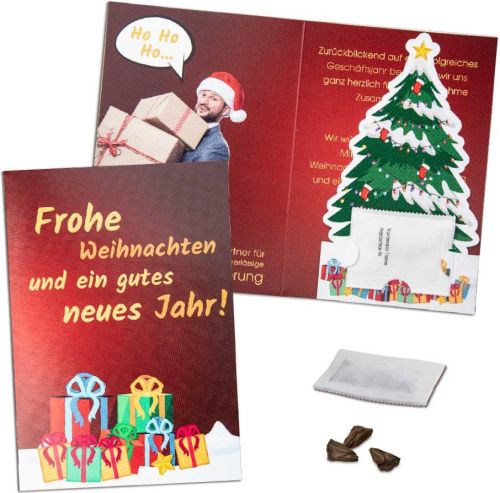 Weihnachtsbaum-Karte - inkl. Werbedruck als Werbeartikel