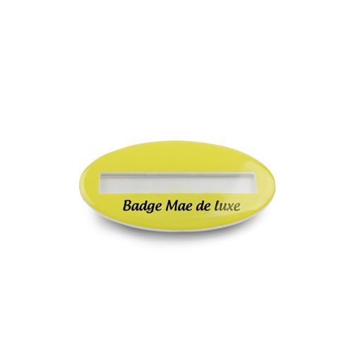 Badge Mae Oval, 74 x 50 mm, Nadel, 4c Doming als Werbeartikel