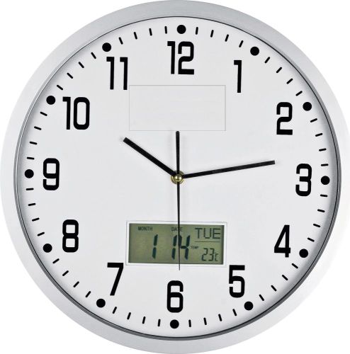 Analoge Wanduhr mit Digitalanzeige, 41240 als Werbeartikel