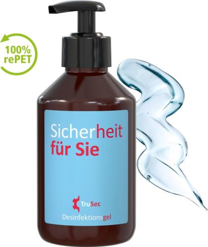 Hände-Desinfektionsgel (DIN EN 1500), 250 ml, Body Label (R-PET) - inkl. Werbedruck als Werbeartikel