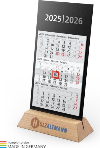 Tischkalender Desktop 3 Wood als Werbeartikel