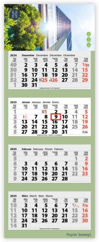 4-Monats Faltkalender Quatrus-Light Plus Green, inkl. Druck als Werbeartikel