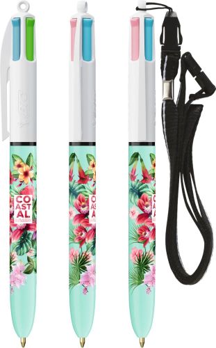 BIC® 4 Colours Fashion Kugelschreiber + Lanyard inkl. 1c-Siebdruck als Werbeartikel