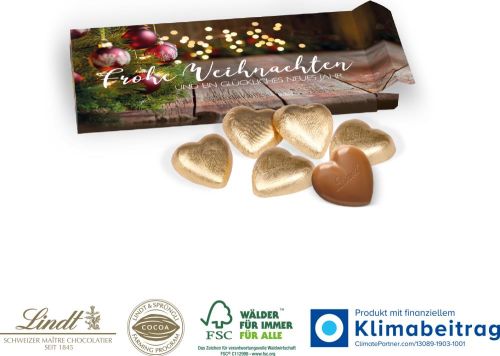 Präsentbox mit Lindt Schokoherzen als Werbeartikel