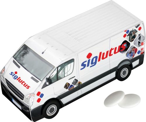 Lieferwagen mit Pfefferminz als Werbeartikel
