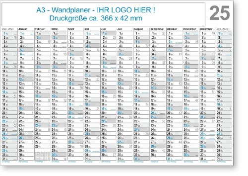 14-Monats-Poster-Wandkalender A3 mit Logo-Druck als Werbeartikel