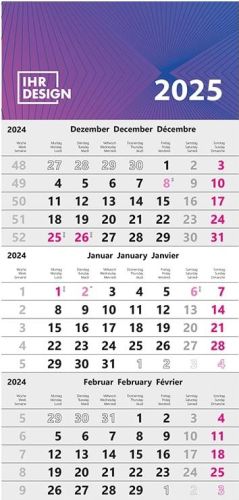 3-Monatswandkalender mit Datumschieber als Werbeartikel