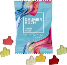 Fruchtgummi 10g Tüten - Daumen hoch als Werbeartikel