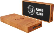 SCX.design P46 10.000 mAh wireless Powerbank aus Holz als Werbeartikel