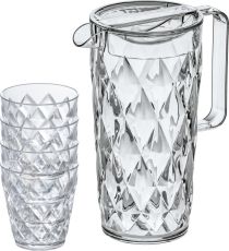 Kanne 1,6l mit 4 Becher 250 ml Crystal als Werbeartikel