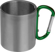 Katalog-Nr.: 1367 Tasse aus Metall mit Karabinerhaken, 200ml als Werbeartikel