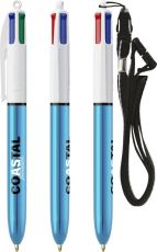 BIC® 4 Colours Shine Kugelschreiber + Lanyard als Werbeartikel