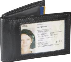 RFID Leder-Etui für Kreditkarten und Ausweise mit Münzfach als Werbeartikel